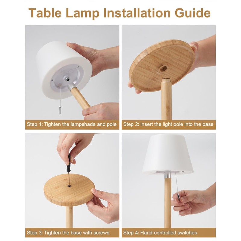 Outdoor Waterproof Table Lamp for Patio, Small Cordless Battery-Operated Lamp,