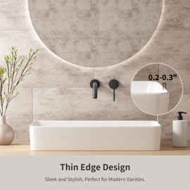Rectangle Vessel Sinks for Bathrooms: 24 Inch Large Bathroom Vessel Sink, Modern White Porcelain Bathroom Sink, Ceramic Above Counter Sink Bowls for Bathroom Vanity