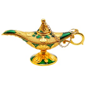 Hsiwto Pack of 12 Aladdin Magic Genie Lamps - Classic Vintage Magic Genie Light Costume Lamp for Home Wedding Table Decoration, Tiny Size, Green