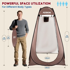 AOSION Privacy Shower Tent,Pop Up Changing Tent,Camp Bathroom Changing Dressing Room,Sun Sunshade Canopy Outdoor Rain Shelter for Camping Hiking Beach Picnic Fishing. (Brown)