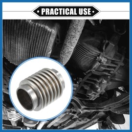 A ABSOPRO Car Exhaust Flexible Pipe, 38x70mm 1.5"x2.76" Exhaust Flex Connector Pipes Bellows Universal for Car Durable Stainless Steel Silver Tone Item Replacement