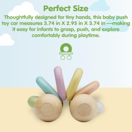 PlanToys® Wooden Baby Push Toy Car | Montessori Toy for Infants | Wooden Baby Toy with Flexible Body | Sensory & Motor Skill Development Toy for 6+ Months
