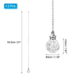 PATIKIL 21 Inch Ceiling Fan Pull Chain Extender Sets, 2 Pcs Crystal Ice Crack Ball Beaded Ball Fan Pull Chain with Ball Chain Connector, Clear