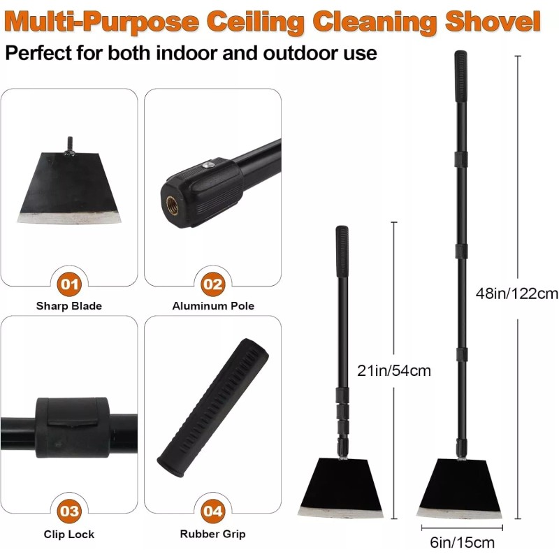 Smarkey Adjustable Long Handle Garden Shovel-Ice Scraper,Snow Flat Shovel-Weed Removal