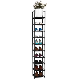 FIDUCIAL HOME 10 Tiers Shoe Rack Space Saving Vertical Single Pairs Sturdy Shoe Shelf Storage Organizer