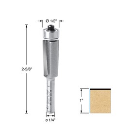 Amana Tool - 47105 Carbide Tipped Dynabit Laminate Flush Trim 1/2 Dia x 1" 4 Shank