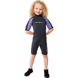 NeoSport Wetsuits Youth Premium Neoprene 2mm Youth's Shorty, Lavender Trim, 8 - Diving, Snorkeling & Wakeboarding