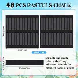 Watersay 48 Pcs Soft Pastel Drawing Chalk Set Square Sketch Chalk Non-toxic Artist Pastel Sticks for Students Artists Classroom Art Lovers(Black)