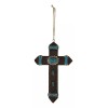 Rustic Western Turquoise Faux Leather Crosses Set of 4 Christmas