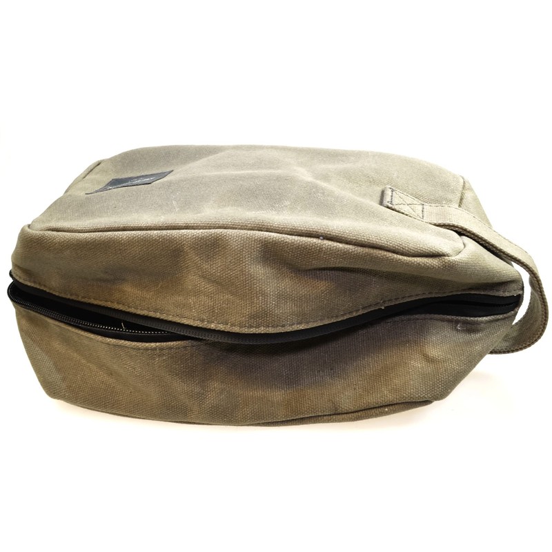 Meridian to-Go Mens Toiletries Wash Bag Khaki Heavy Waxed Canvas
