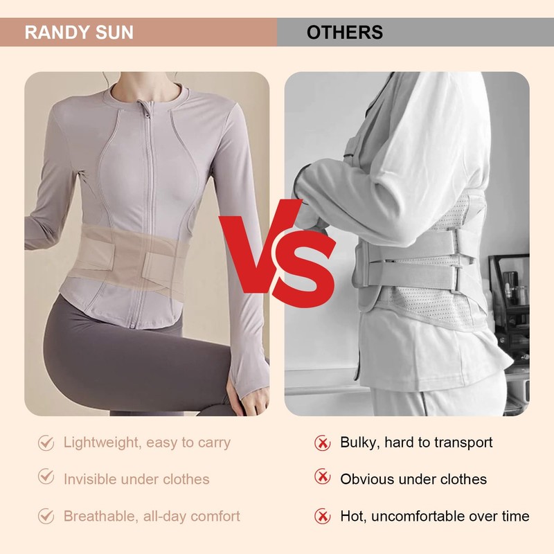 RANDY SUN Lower Back Brace for Women, Lightweight Compression Back