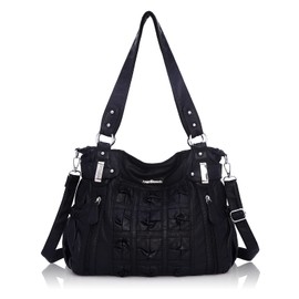 Angel Barcelo Womens Fashion Handbags Purse Shoulder Bags Tote Bags Ladies Girls Designer Satchel Bags Black
