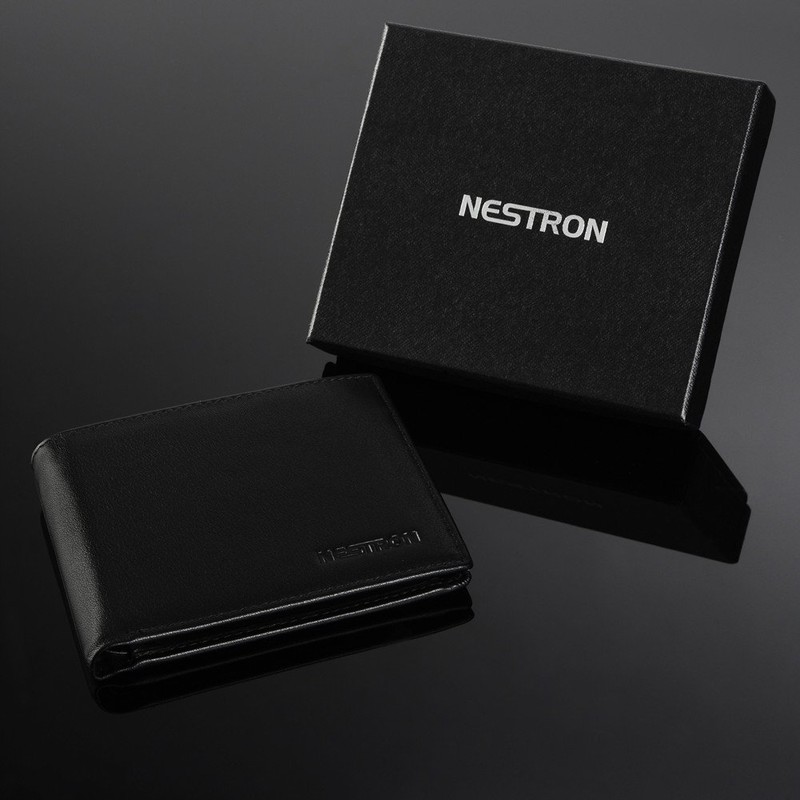 Nestron Men's Genuine Leather Wallet with RFID Protection Black