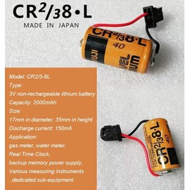 ﹙▷ 6 Pcs ◁﹚3V 2000mAh CR2/38.L Battery for Fuji CR2/3 8.L for FDK CR17/33 PLC Lithium Battery with Black Head