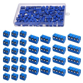 HUAZIZ 150 Pieces Blue 2/3/4 Pin PCB Mount Screw, 5 mm Terminal Block, Screw Terminal Connector + 1 Piece Yellow Screwdriver for Arduino