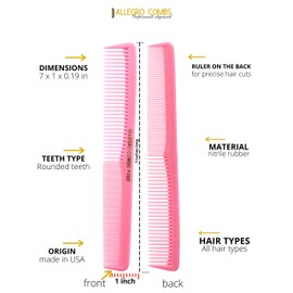 Allegro Combs 400 Barber Combs Set, 4 Multicolor Nitrile Rubber Hair Stylist Combs for Hair Cutting, Pocket Combs for Men and Women, Disinfectable Combs for Salon and Home Use, Styling Combs