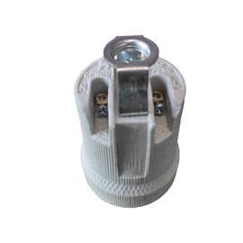 LEDLUX 2 Pcs E27 Ceramic Lamp Holder with Screw Terminals for Electric Wire and Iron Hooks for Hanging Construction Sites