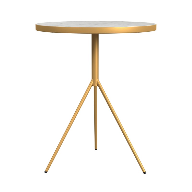 HomePop Marble Top End/Side Round Table with Gold Base