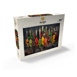 Assortment of Natural Spices On Vintage Spoons On Dark Slate - Premium 500 Piece Jigsaw Puzzle for Adults