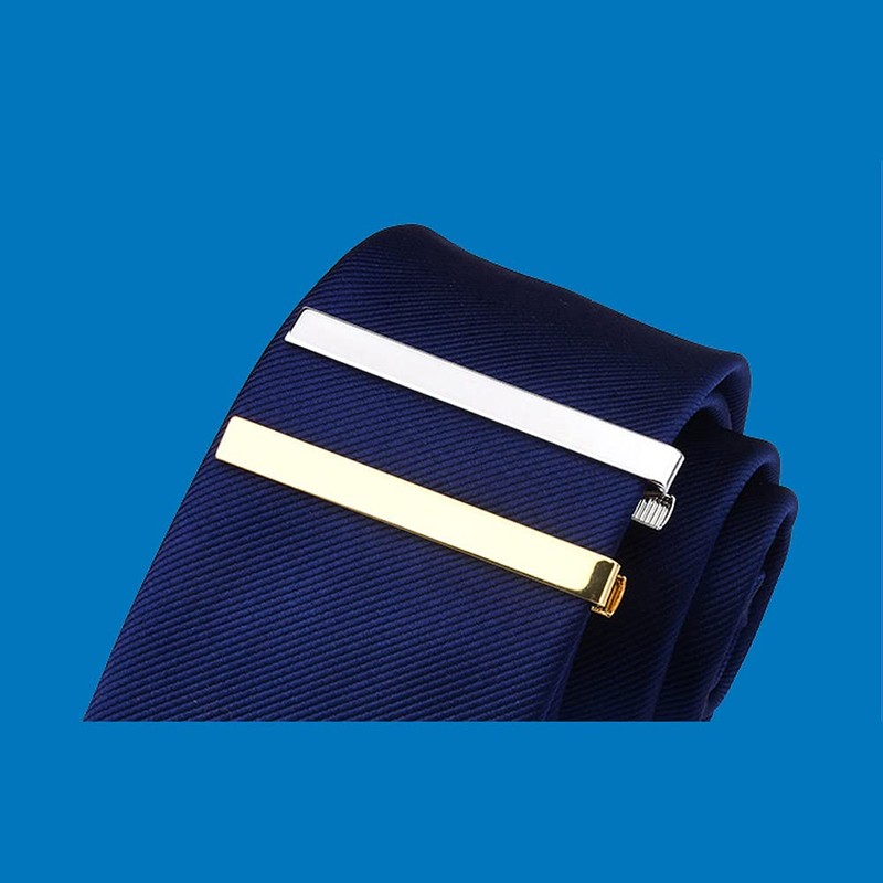 Men Metal Silver Tone Simple Necktie Tie Bar Clasp Clip