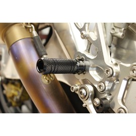 POSH FAITH 906011-06 Motorcycle Supplies, Aluminum Machine Step Bar Knurled, Straight, M8 Tap, 2 Pieces, Black