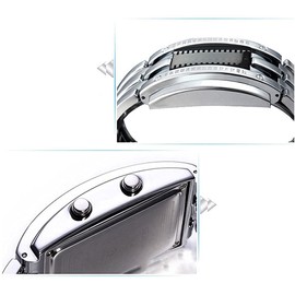 Mens Binary Watches for Men Matrix Dial Cool Watches Outdoor Sport Casual Black Bracelet Square Blue LED Stainless Steel Mens Watches