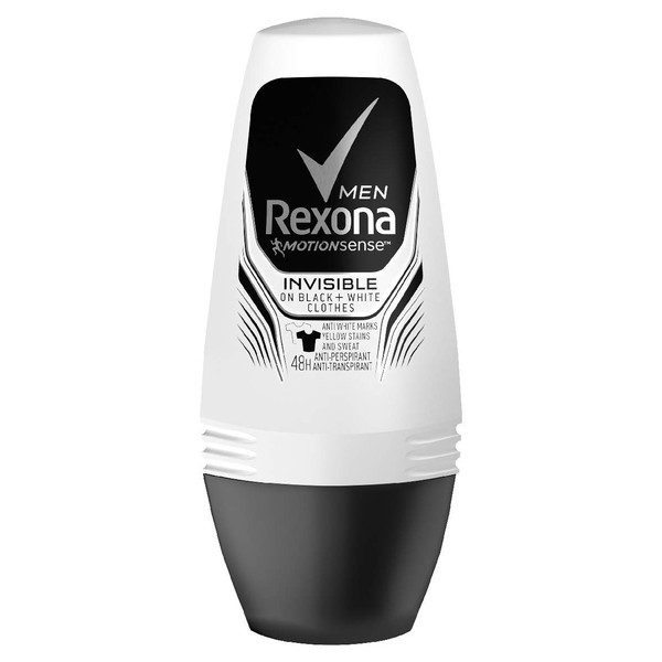 REXONA MEN MotionSense INVISIBLE BLACK + WHITE 48h ANTI-PERSPIRANT ROLL ON 50 ml