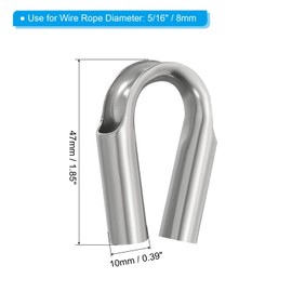 PATIKIL 5/16 inch/8 mm Wire Rope Hose Thimble 2 Pack 304 Stainless Steel Rope Thimble for Towing Rope Silver