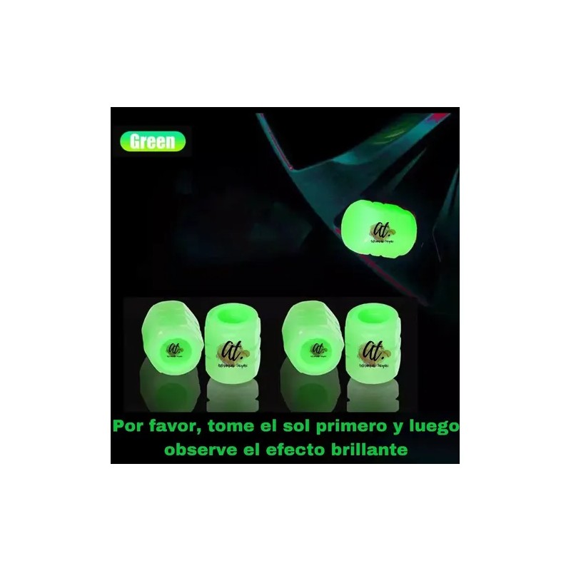 Tapon Luminoso Para Valvula De Llanta Fluorescente 8pz