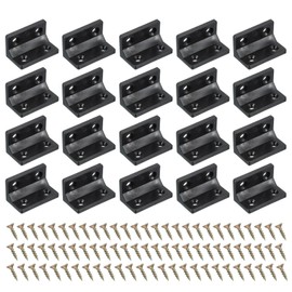 PATIKIL Plastic Corner Braces 38x22x22mm, 20 Pack L-Shape Bracket Right Angle Board Holder Shelf Support with Screws for Fixing Drawer Wood Shelves Cabinet Frame, Black