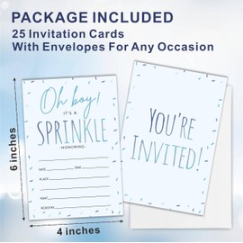 luixd Oh It's A Boy! Baby Sprinkle Invitation - Blue Confetti - 25 Baby Shower Invitations With Envelopes, Gender Reveal, Party Favor & Decor - A13