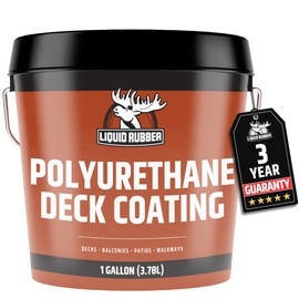 Liquid Rubber Polyurethane Deck Coating – 10X Stronger Than Traditional Deck Paint & Deck Stain – Flexible, Waterproof Sealant for Wood, Concrete & Plywood – Smooth Finish – Stone Gray – 1 Gallon