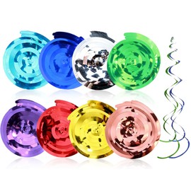 Lhbwhiz Pack of 48 Spiral Garland Decoration, Hanging Swirls Foil Party Carnival Decoration, Ceiling Hanger, Spiral Decoration, Reusable Streamers Carnival Decoration, for Weddings, Birthdays (Colour)