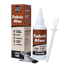 Breliter Flexible Fabric Glue for Clothes, Leather, Shoes - Waterproof, No-Sew Adhesive, Transparent Bond for DIY Repair, Patches, Upholstery, Logo Fix (1.7 fl oz)- Includes Spatula & Clamp