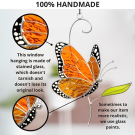Monarch Butterfly Pair Handmade Stained Glass Suncatcher Stained Glass Window Hangings Unique Indoor Ornament & Outdoor Decor (monarch)
