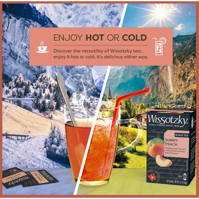 Wissotzky Sunny Peach Black Tea, (3 Pack - 60 Tea