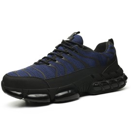Aicowe Work Shoes Men Women Safety Shoes Sporty Lightweight Breathable Steel Cap Shoes Industrial Protective Shoes, blue, 45 EU