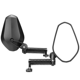 KEMIMOTO CNC Aluminum Motorcycle Mirrors with Extended Bracket, 10mm Bolt Heavy Duty Rear View Side Mirror Compatible with Spotlight and Phone Holder for Cruiser, Adventure, Street Bikes