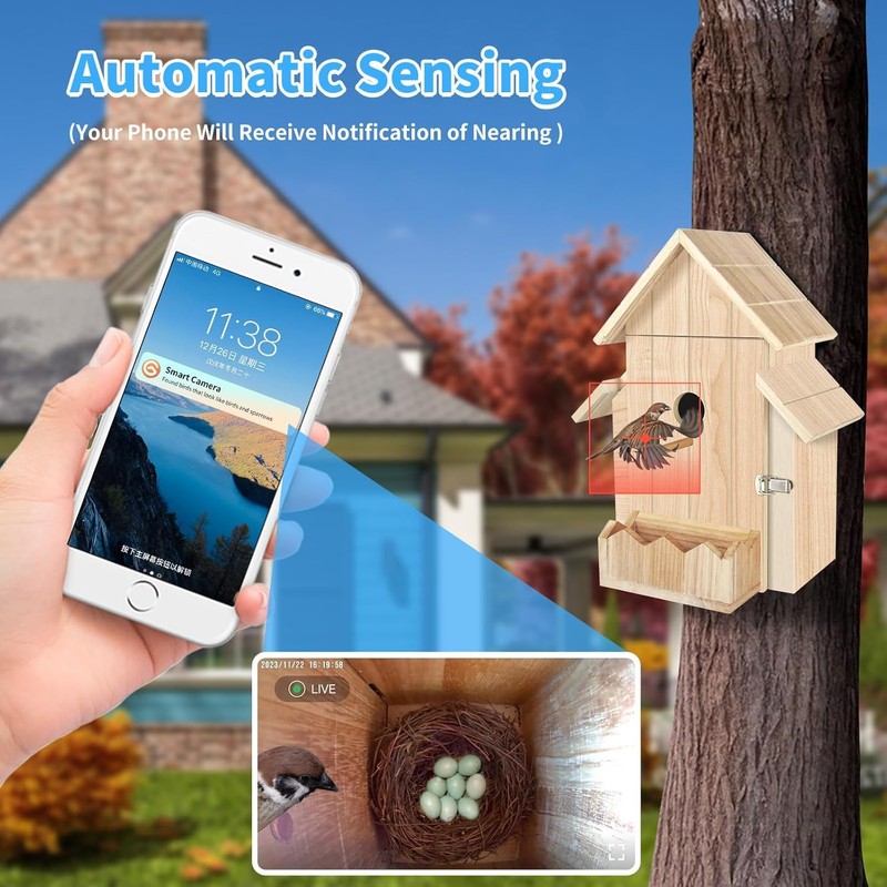 Bird House with Camera, 1080p HD Bird Houses for Outside