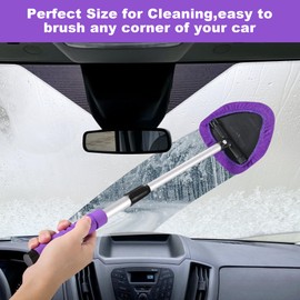 XINDELL Windshield Cleaner Tool – 24-inch Pink Car Interior&Exterior Window Cleaning Kit with Extendable Handle & 4 Microfiber Pads, Auto Wiper Brush for Car, Trucks, SUVs, RVs & Home -Gift for Women