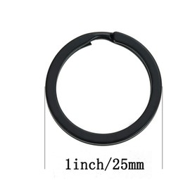 HeeYaa 10 Pieces of 1-inch Flat Key Rings - Metal Keychain Rings, Split Keyrings, Flat O-Ring for Home, Car, Office Keys Attachment (Black)