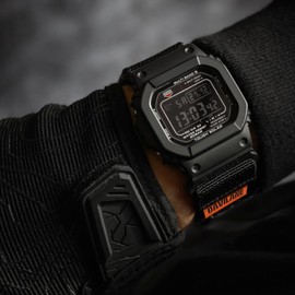 DAVILANE 18mm Military Nylon Watch Band for Casio G-Shock AE/F/W Series (AE-1200, F-91W, W-735H, DW-H5600) - Quick Release Watch Band with Swappable Patches & G-Hook Closure