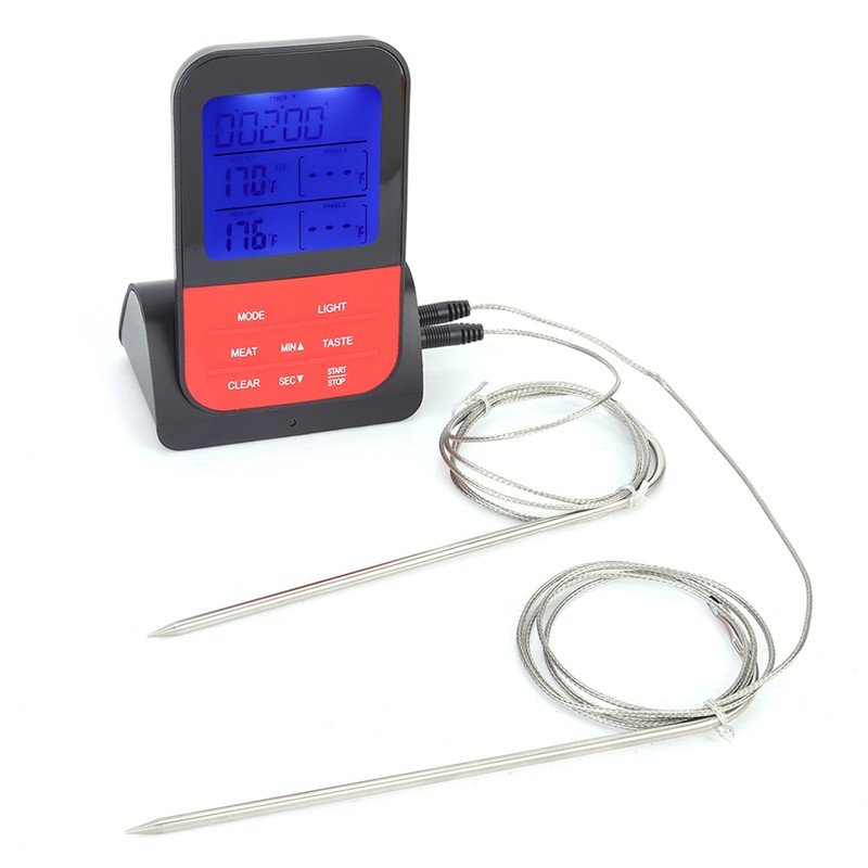 Digital Display BBQ Grill Meat Thermometer Kitchen Cooking Food Timing