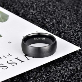 Zakk Women's and Men's Black Titanium Wedding Rings Partner Rings Engagement Rings Brushed Comfort Fit 6 mm 8 mm, Titanium, No Gemstone