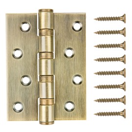 WELLOCKS Door Hinge 4x3 Inches/100 * 75 mm 3 Pack Stainless Steel 304, 3mm Thick Ball Bearing Door Hinges Quiet and Smooth Antique Brass Perfect for Heavy Door (D041)
