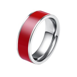 Homxi Men's Ring Gothic Round with Enamel 7 mm Stainless Steel White, Stainless steel