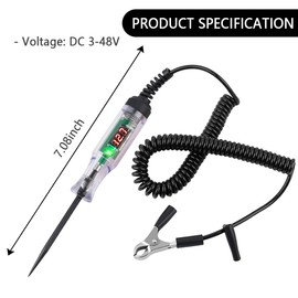 Test Light Automotive,DC 3-48V Fuse Tester Automotive as Voltage Tester Pen with Alligator Clip & Voltage Display,Universal Car Circuit Testers with Extended Spring Wire