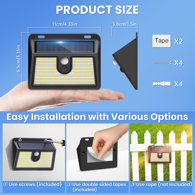 [2 Packs] Solar Motion Sensor Outdoor Lights, Super Bright Solar