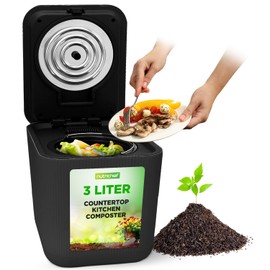 NutriChef Electric Kitchen Composter | 3 Quart Food Recycler | Food Waste Compost Bin for Countertop | 1 Button to Compost, Easy to Clean Composter Bucket | Low Noise, Odorless & Auto Clean | Grey