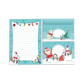 Snowman Christmas Writing Paper Set with Envelope for Kids Girls Boys Christmas Stationery (Pad A5 with 25 Sheets + 15 Envelopes)